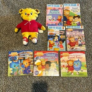 Daniel tiger stuffed animal and books